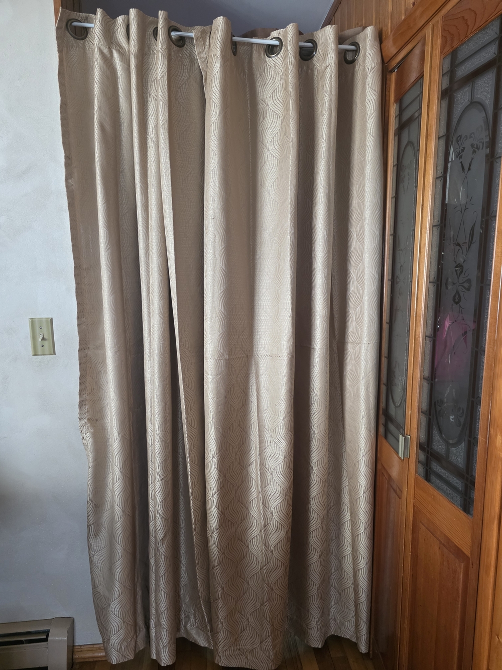 Textured Taupe Grommet Curtain Panel -